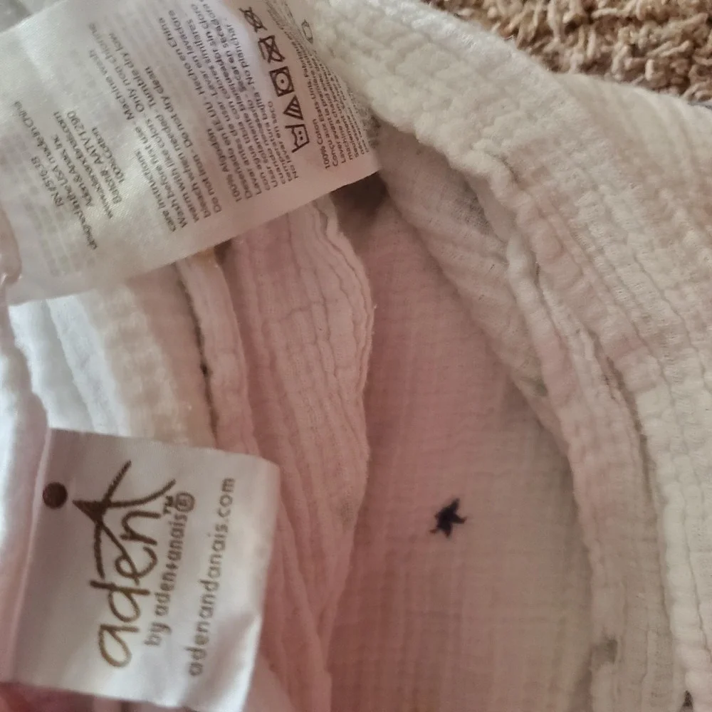 Aden + Anais Baby Blanket Blue Yellow White Muslin Cotton‎ Swaddle